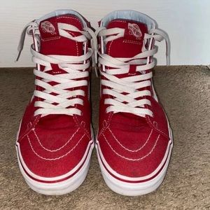 Red vans sk8 hi women 10 men 8.5